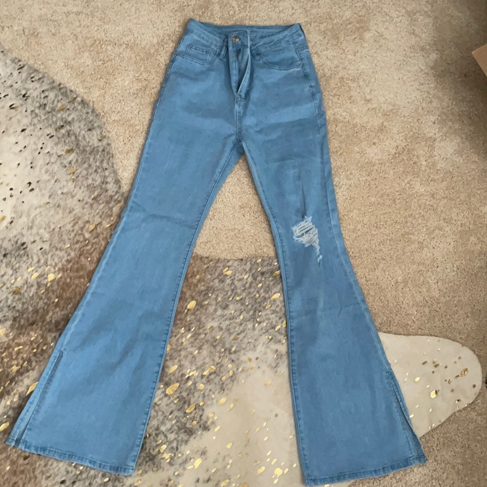 High Waisted Split Hem Jeans